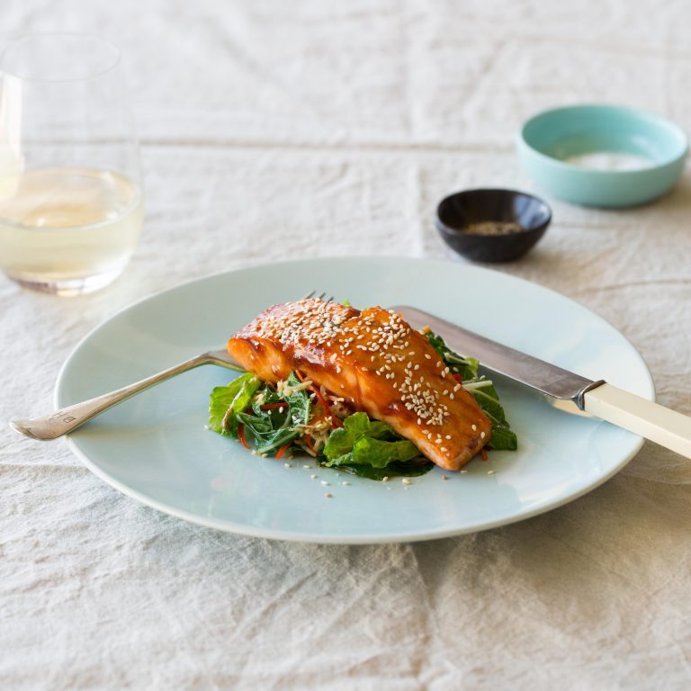 Honey & Soy Huon Salmon with Ginger, Sesame & Asian Greens