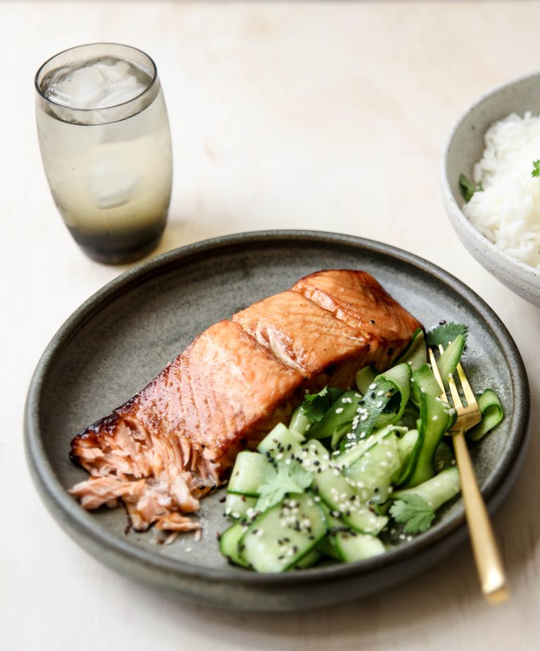 Miso & Molasses glazed Huon Salmon with Cucumber Salad
