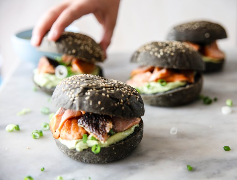 Huon Salmon Sliders with chipotle, avocado mayo