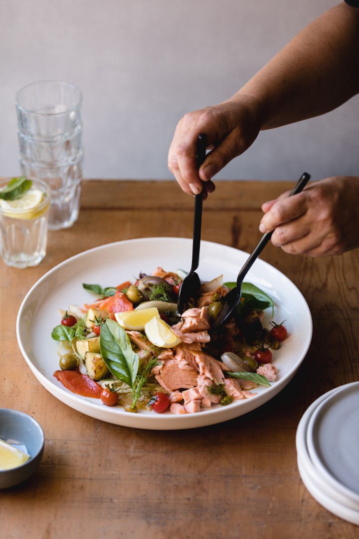 Massimo’s Sicilian Salad with Huon Wood Roasted Salmon