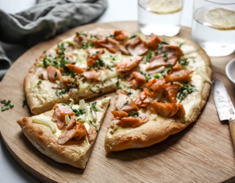 Hot Smoked Salmon Flame Cake (German pizza)