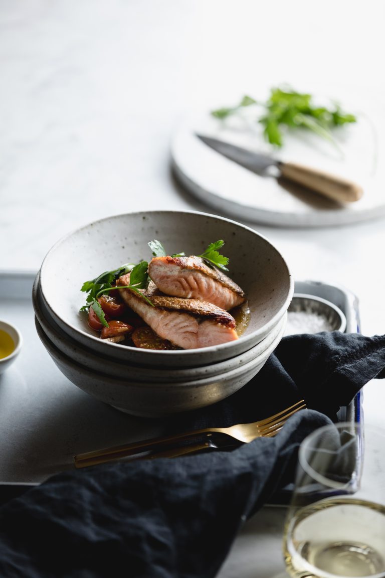 Crispy Skin Huon Salmon with Sauce Vierge