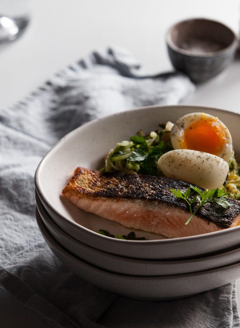 Asparagus & Zucchini Salad with Huon Salmon