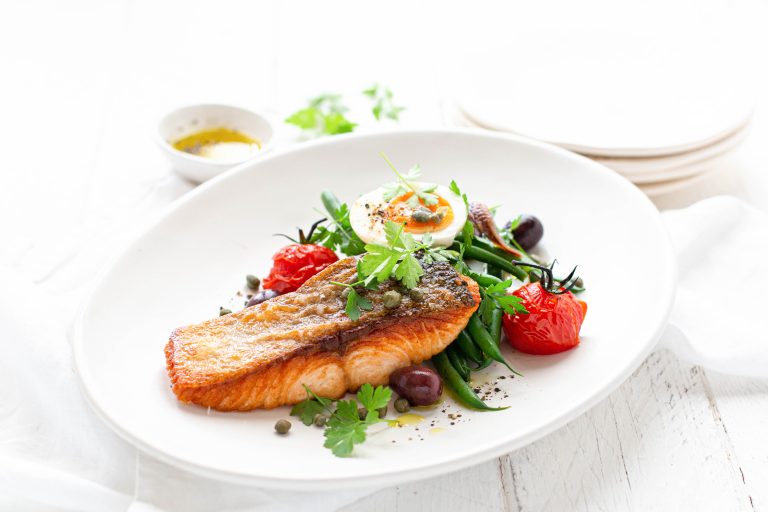 Crispy Skinned Huon Salmon with Nicoise Salad