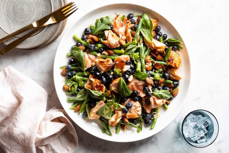 Salmon, Blueberry and Smoked Almond Salad
