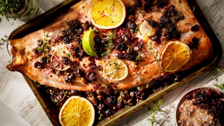 Salmon Citrus & Berry Bake