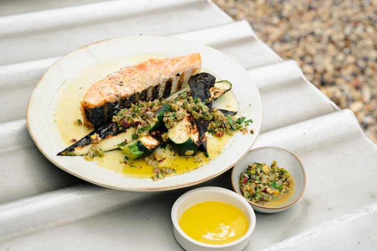 Lemon Butter Huon Salmon with Pistachio