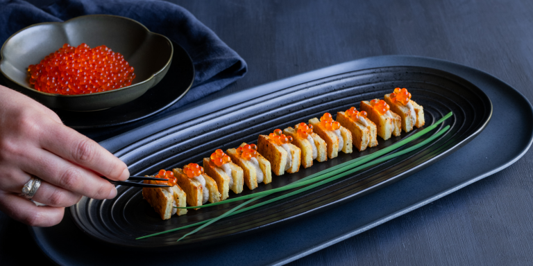 Huon Smoked Salmon Pâté, Salmon Caviar and Potato bites